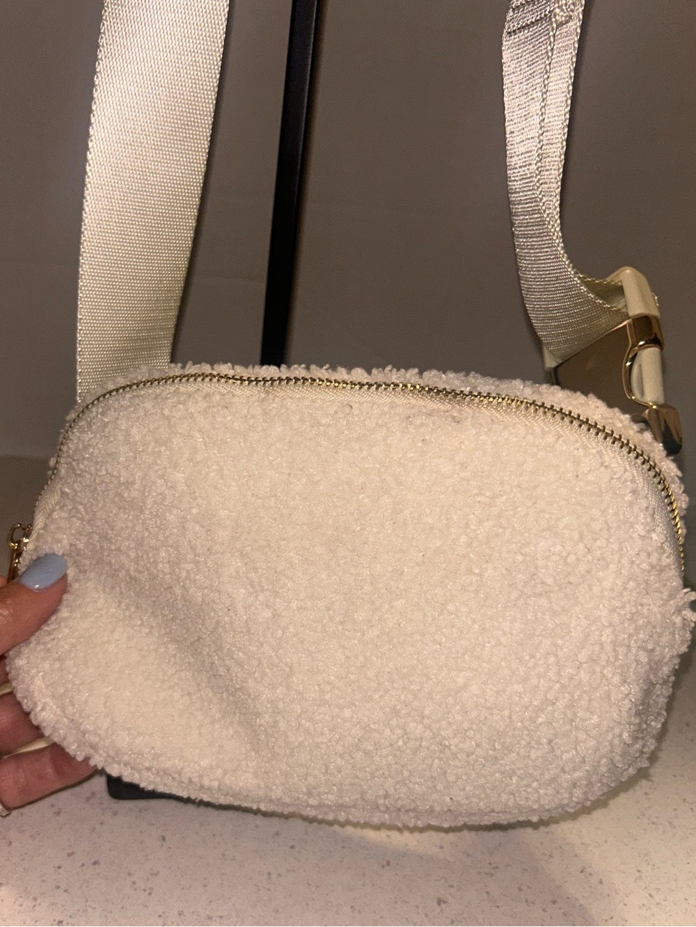 Cozy Shearling Belt Bag in Cream